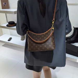 Women brown monogram shoulder bag luxury retro vintage crossbody bag stylish daily commute tote