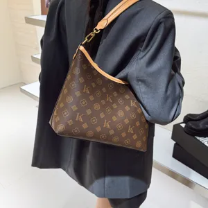 Women monogram shoulder bag stylish commuter crossbody bag large capacity daily fashion tote bag.