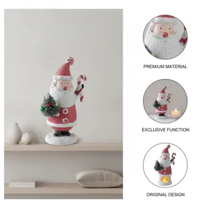 Christmas resin Santa Claus figurine ornament with tree and candy cane holiday decor