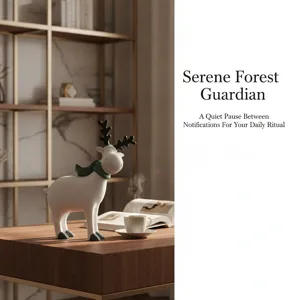 Christmas elk resin figurine home decor detail showing cute deer ornament with warm setup.