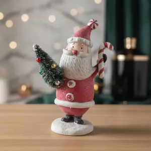 Creative Resin Santa Claus Figurine Christmas Tabletop Decoration Handcrafted Festive Holiday Home Decor Ornament