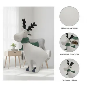 Detail view of Christmas reindeer resin figurine home decor with premium material and design.