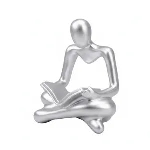 Resin reading thinker sculpture abstract human figurine home office desk decor ornament