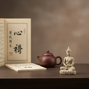 Mini resin Buddha statue figurine zen desktop decoration ornament for home living room display.