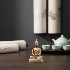 Mini resin Buddha statue tabletop zen ornament for home living room and entryway decor