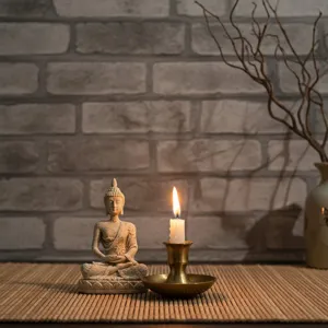 Zen Buddha statue resin ornament for home decor living room tabletop meditation relaxation display.
