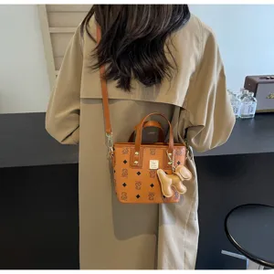 Korean style printed bucket bag for women, fashion top handle shoulder crossbody bag summer 2025