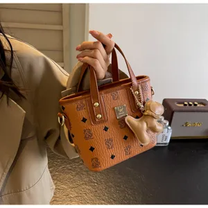Korean style printed bucket bag women 2025 summer new casual tote shoulder crossbody bag