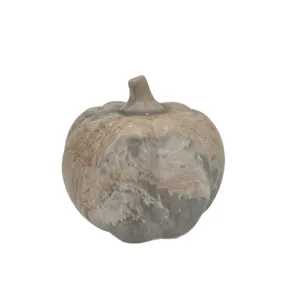 Decorative resin pumpkin tabletop ornament featuring a stylish marbled water-transfer finish.