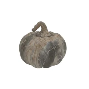 Resin decorative pumpkin ornament with marble texture, rustic tabletop decor for home interior.