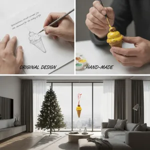 Mango ice cream cone Christmas tree hanging ornament resin miniature festive home decor pendant
