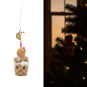 Christmas resin gingerbread man hanging ornament lollipop holiday tree decor sculpture