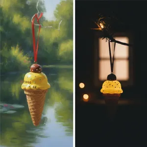 Resin mango ice cream cone Christmas tree ornament miniature sculpture decoration.