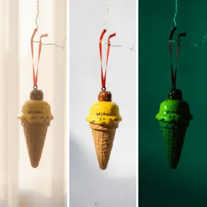 Mango ice cream cone Christmas tree hanging ornament resin miniature sculpture decor.