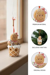 Christmas gingerbread resin ornament hanging decor with lollipop design for holiday festive tree.
