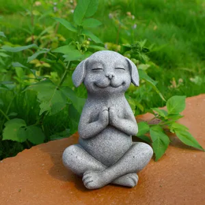 Zen Meditating Yoga Dog Frog Resin Figurine Statue Cute Animal Sculpture Home Garden Desk Decorative Ornaments Crafts