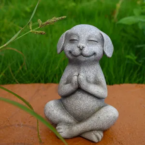 Meditating yoga dog resin sculpture zen animal figurine for home garden meditation decor