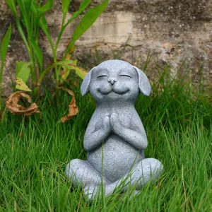 Meditating yoga dog statue resin pet figurine for garden home desktop decor ornament