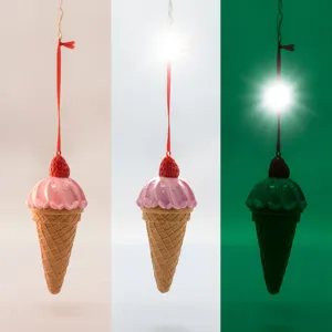 Resin strawberry ice cream cone Christmas tree hanging ornament holiday home decor pendant