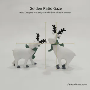 Christmas reindeer couple resin figurine home decor gift desktop ornament display set