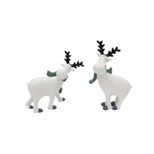 Cute Christmas resin reindeer figurines pair, perfect for home decor and holiday gifts.