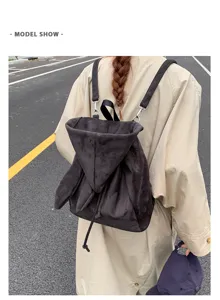 Sac à dos en daim mignon rétro oreilles de lapin cordon minimaliste sac quotidien