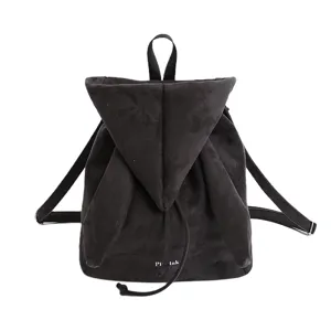 Sac à dos vintage mignon oreilles de lapin femme noir en suédine avec cordon serrage
