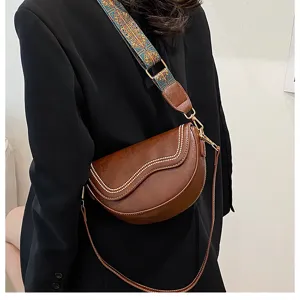 Womens Vintage Saddle Bag Retro PU Leather Crossbody Bag Chic Shoulder Bag Purse