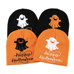 Halloween Gespenst Jacquard Strickmütze Happy Halloween Briefe Warme Polyacryl Skull Cap Für Herren Damen Party Wintermütze