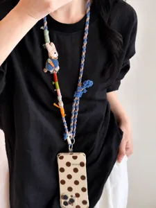 Cordón de teléfono de conejo trenzado cruzado lindo accesorio de correa de teléfono móvil