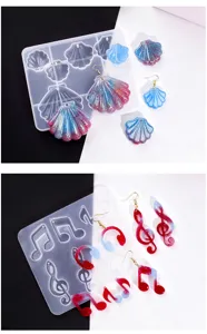 DIY Muschel und Musiknoten Silikonharzformen Set mit Ohrringen für Schmuckherstellung.