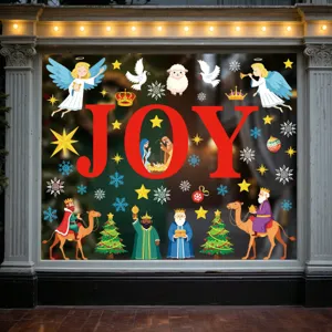Christmas window stickers static clings holiday festive decor angels doves JOY wall decals