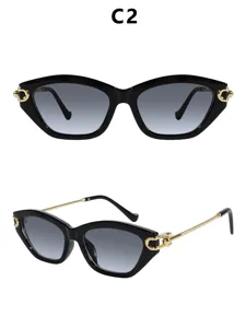 Dames cat eye zonnebril luxe designer zwart montuur verlooplenzen mode stijl chic brillen