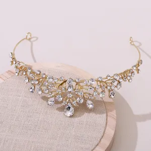 Diadème de mariée en strass doré serre-tête cristal baroque coiffure de mariage femme