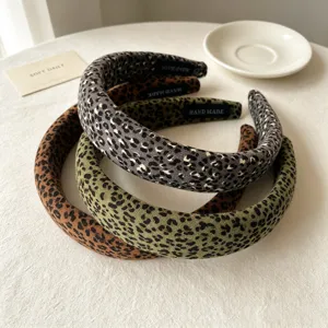 Diadema acolchada con estampado de leopardo aro de pelo ancho accesorios para el cabello