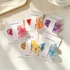 Korean style children glitter hair ties cute colorful hair accessories set for girls