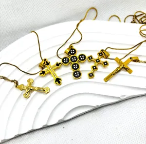 Pendentif croix en acier inoxydable rétro français DIY accessoires de bijoux collier.
