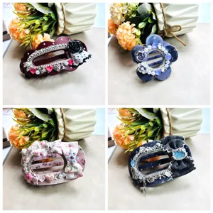 Pince à Cheveux Style Coréen Luxueuse Travail Lourd Acétate de Cellulose Élégante Grande Pince Requin Avec Strass et Perle Artificielle pour Femme