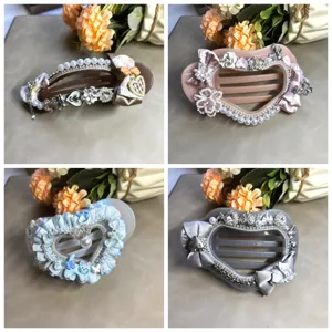 Barrette à Cheveux en Acétate Douce Coréenne Élégante Pince Bec de Canard en Strass Perle Fait à la Main Grande Épingle à Cheveux Florale Accessoires Femme