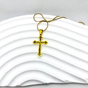 Collier Pendentif Croix en Acier Inoxydable Doré Gothique Hip Hop Bijoux Tendance