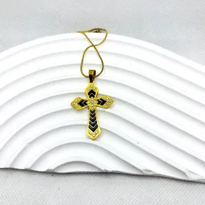 Collier pendentif croix en acier titane style hip hop punk pour hommes et femmes