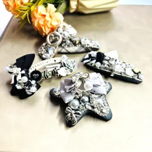 Pince à Cheveux Chien En Strass Style Coréen Élégant Cœur Nœud Pince Bec De Canard Alliage Perle Artificielle Pour Femmes Accessoires Cheveux