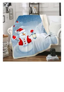 Couverture polaire sherpa bonhomme de neige noel douce chaude pour canape lit decoration