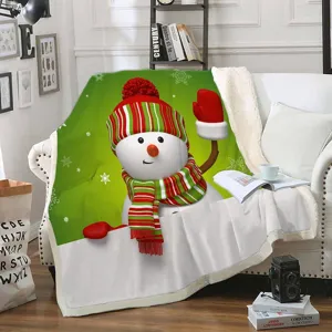 Couverture polaire de Noel bonhomme de neige douce chaude jeté de canapé décoration hiver