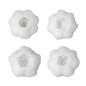Silicone flower molds for scented candles, DIY epoxy resin and plaster crafts, 4pcs set white.