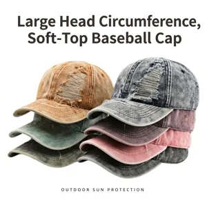 Vintage Distressed Washed Denim Baseball Cap Ripped Adjustable Sun Hat Streetwear Style For Men Women Outdoor Accessory