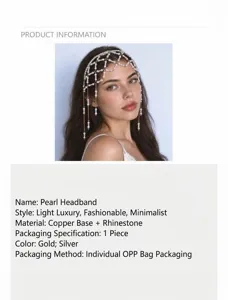 Detailansicht der Perlen-Haarreif-Präsentation mit exquisiten Braut-Haarschmuckelementen.