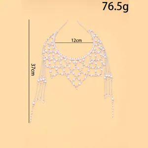 Perlen Braut Haarkette Kopfschmuck Hochzeit Quaste Haarschmuck 12cm Breite 37cm Länge