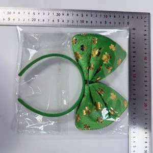Diadema verde de San Patricio con estampado de trébol dorado accesorio para fiesta de festival
