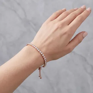 Élégant bracelet tennis en zircone cubique or rose pour femme bijoux réglables minimalistes